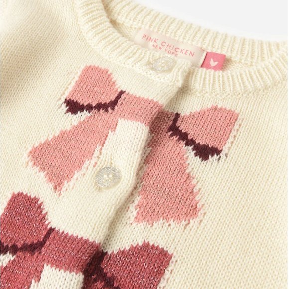 BNWT Pink Chicken Maude Sweater in Cream Bows - Picture 4 of 4
